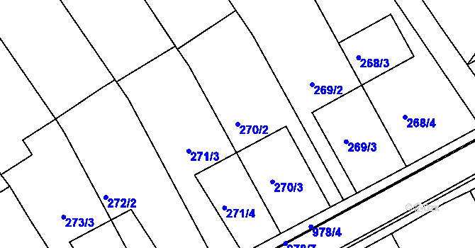 Parcela st. 270/2 v KÚ Radslavice u Přerova, Katastrální mapa