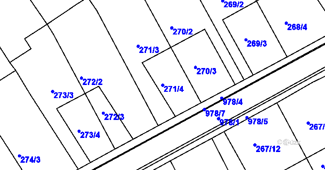 Parcela st. 271/4 v KÚ Radslavice u Přerova, Katastrální mapa