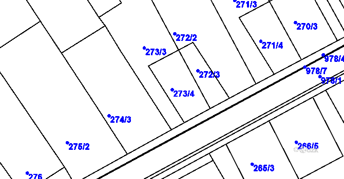 Parcela st. 273/4 v KÚ Radslavice u Přerova, Katastrální mapa