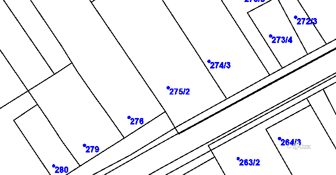 Parcela st. 275/2 v KÚ Radslavice u Přerova, Katastrální mapa