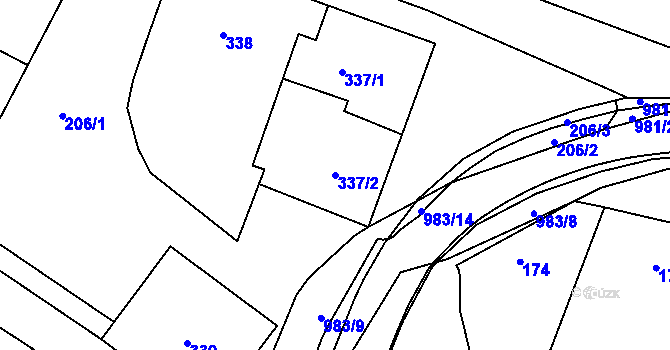 Parcela st. 337/2 v KÚ Radslavice u Přerova, Katastrální mapa