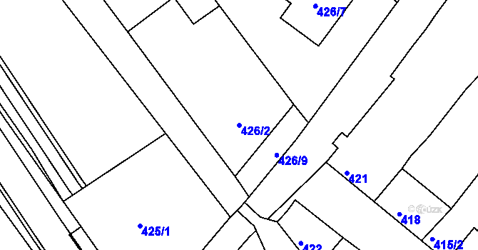Parcela st. 426/2 v KÚ Radslavice u Přerova, Katastrální mapa
