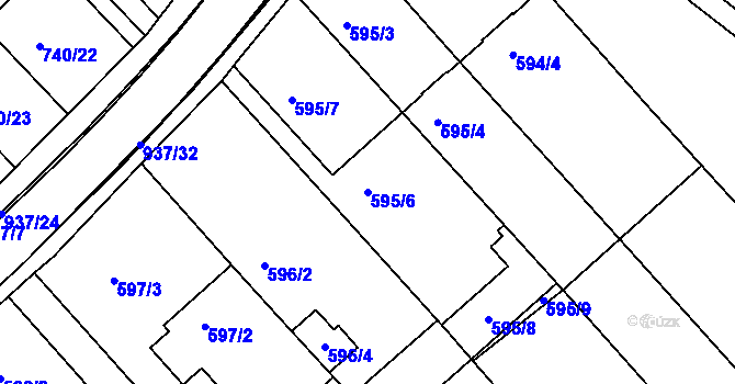Parcela st. 595/6 v KÚ Radslavice u Přerova, Katastrální mapa