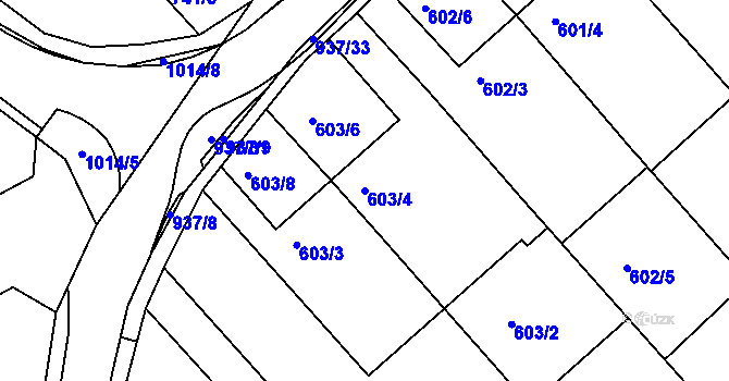 Parcela st. 603/4 v KÚ Radslavice u Přerova, Katastrální mapa