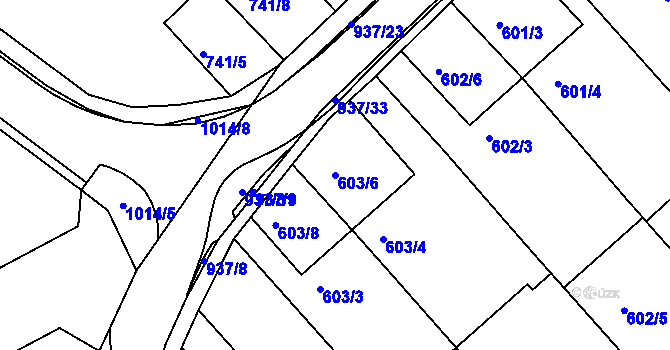 Parcela st. 603/6 v KÚ Radslavice u Přerova, Katastrální mapa