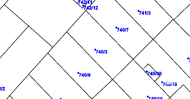 Parcela st. 740/3 v KÚ Radslavice u Přerova, Katastrální mapa