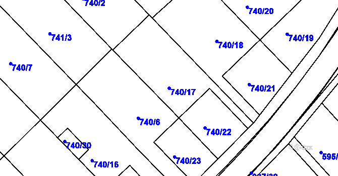 Parcela st. 740/17 v KÚ Radslavice u Přerova, Katastrální mapa