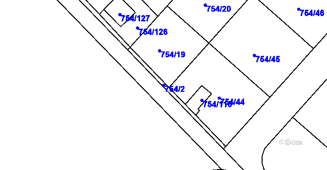 Parcela st. 754/2 v KÚ Radslavice u Přerova, Katastrální mapa