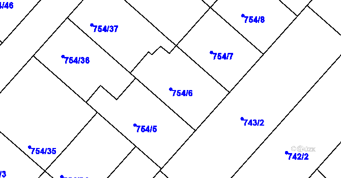 Parcela st. 754/6 v KÚ Radslavice u Přerova, Katastrální mapa