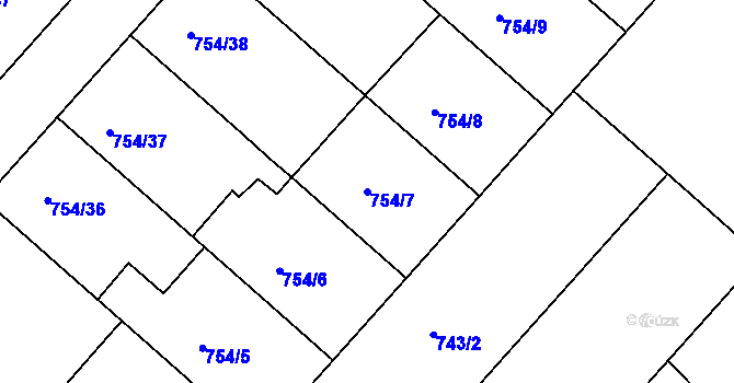 Parcela st. 754/7 v KÚ Radslavice u Přerova, Katastrální mapa