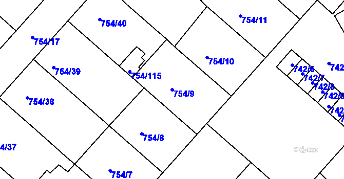 Parcela st. 754/9 v KÚ Radslavice u Přerova, Katastrální mapa