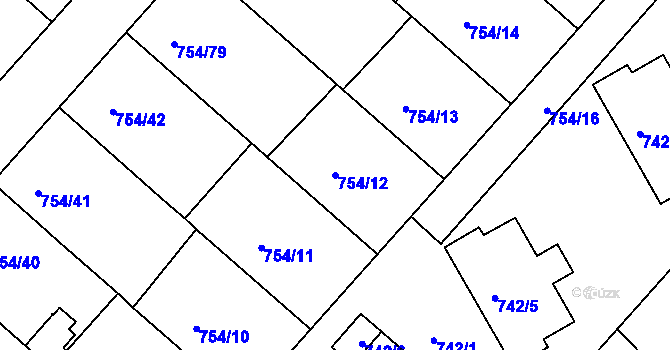 Parcela st. 754/12 v KÚ Radslavice u Přerova, Katastrální mapa
