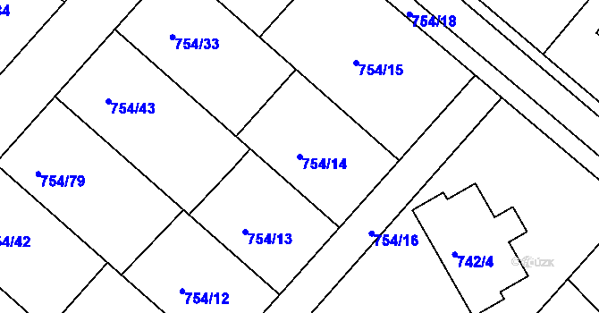 Parcela st. 754/14 v KÚ Radslavice u Přerova, Katastrální mapa