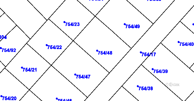 Parcela st. 754/48 v KÚ Radslavice u Přerova, Katastrální mapa