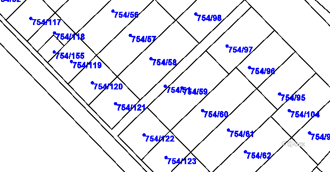 Parcela st. 754/51 v KÚ Radslavice u Přerova, Katastrální mapa