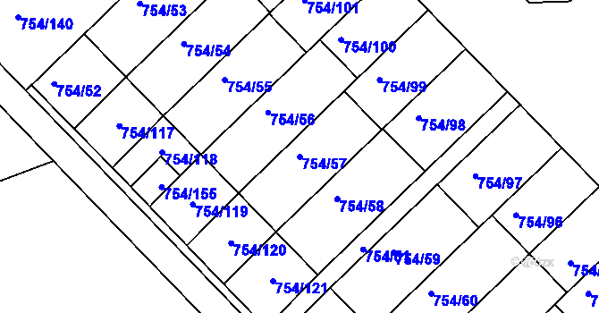 Parcela st. 754/57 v KÚ Radslavice u Přerova, Katastrální mapa