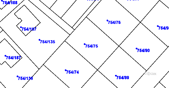 Parcela st. 754/75 v KÚ Radslavice u Přerova, Katastrální mapa