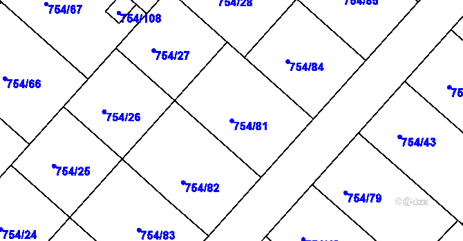 Parcela st. 754/81 v KÚ Radslavice u Přerova, Katastrální mapa