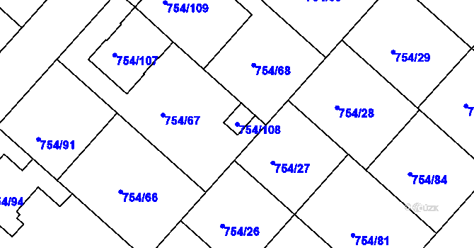 Parcela st. 754/108 v KÚ Radslavice u Přerova, Katastrální mapa