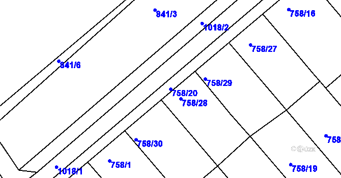 Parcela st. 758/20 v KÚ Radslavice u Přerova, Katastrální mapa