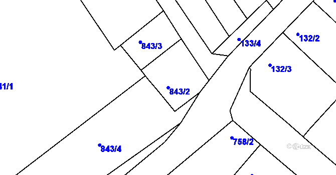 Parcela st. 843/2 v KÚ Radslavice u Přerova, Katastrální mapa
