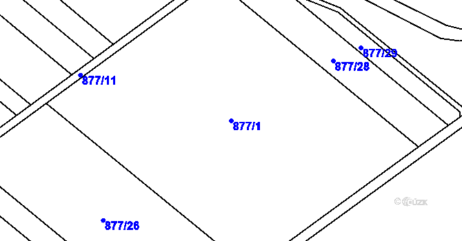 Parcela st. 877/1 v KÚ Radslavice u Přerova, Katastrální mapa