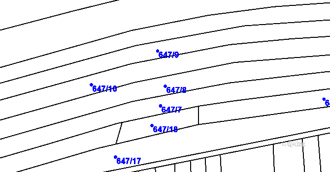 Parcela st. 647/8 v KÚ Raduň, Katastrální mapa