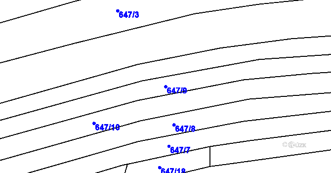 Parcela st. 647/9 v KÚ Raduň, Katastrální mapa