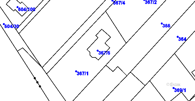 Parcela st. 367/5 v KÚ Raduň, Katastrální mapa