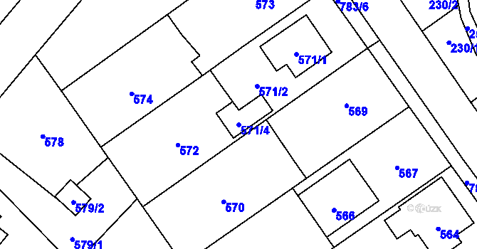 Parcela st. 571/4 v KÚ Raduň, Katastrální mapa