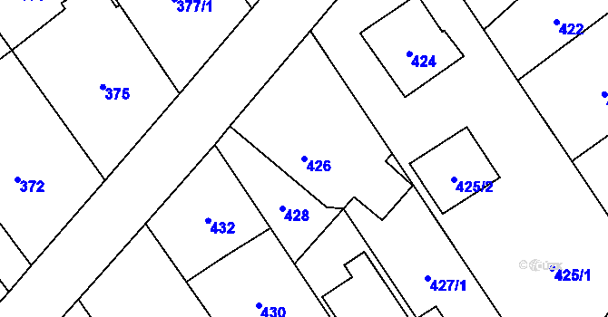Parcela st. 426 v KÚ Raduň, Katastrální mapa