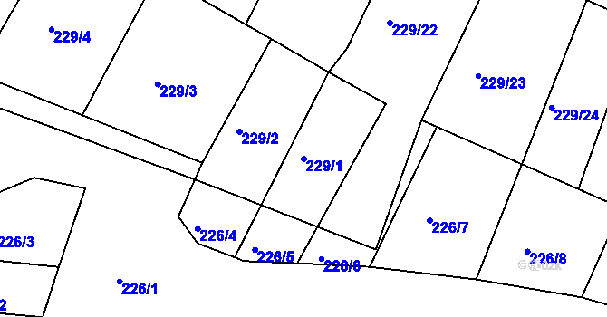 Parcela st. 229/1 v KÚ Radvanice v Čechách, Katastrální mapa