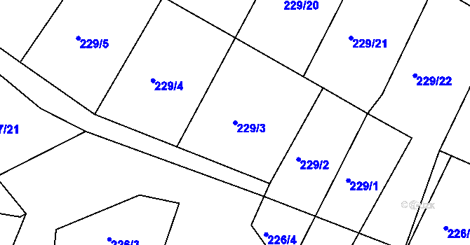Parcela st. 229/3 v KÚ Radvanice v Čechách, Katastrální mapa