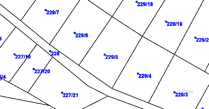 Parcela st. 229/5 v KÚ Radvanice v Čechách, Katastrální mapa