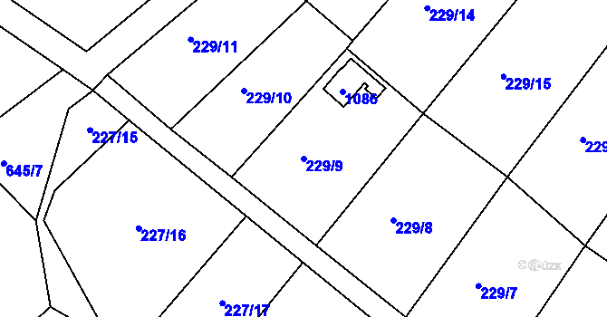Parcela st. 229/9 v KÚ Radvanice v Čechách, Katastrální mapa