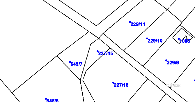 Parcela st. 227/15 v KÚ Radvanice v Čechách, Katastrální mapa