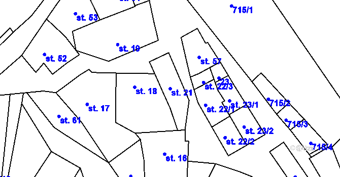 Parcela st. 21 v KÚ Radvanice u Lipníka nad Bečvou, Katastrální mapa
