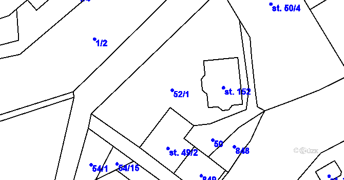 Parcela st. 52/1 v KÚ Radvanice u Lipníka nad Bečvou, Katastrální mapa