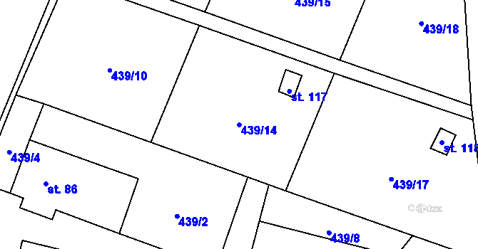 Parcela st. 439/14 v KÚ Radvanice u Lipníka nad Bečvou, Katastrální mapa
