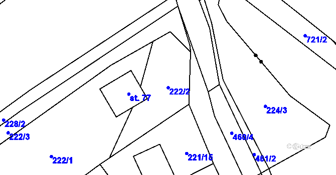 Parcela st. 222/2 v KÚ Radvanov u Mladé Vožice, Katastrální mapa