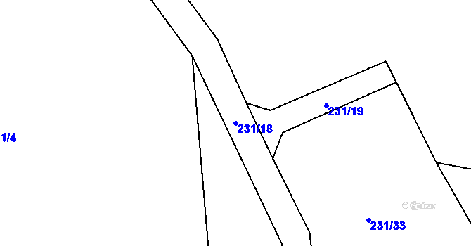 Parcela st. 231/18 v KÚ Radvanov u Mladé Vožice, Katastrální mapa