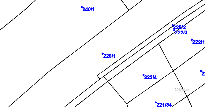 Parcela st. 228/1 v KÚ Radvanov u Mladé Vožice, Katastrální mapa