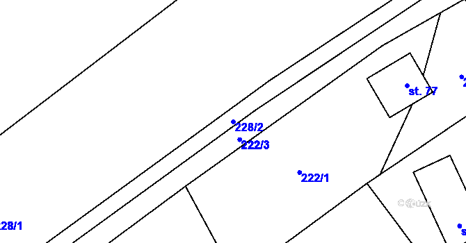 Parcela st. 228/2 v KÚ Radvanov u Mladé Vožice, Katastrální mapa