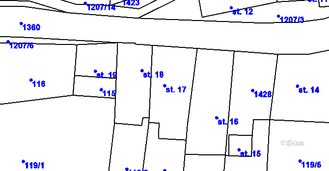 Parcela st. 17 v KÚ Rájec u Zábřeha, Katastrální mapa