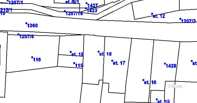 Parcela st. 18 v KÚ Rájec u Zábřeha, Katastrální mapa
