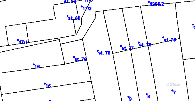 Parcela st. 78 v KÚ Rájec u Zábřeha, Katastrální mapa