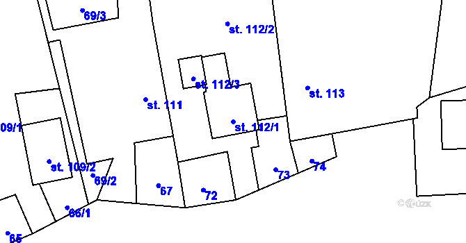 Parcela st. 112/1 v KÚ Rájec u Zábřeha, Katastrální mapa