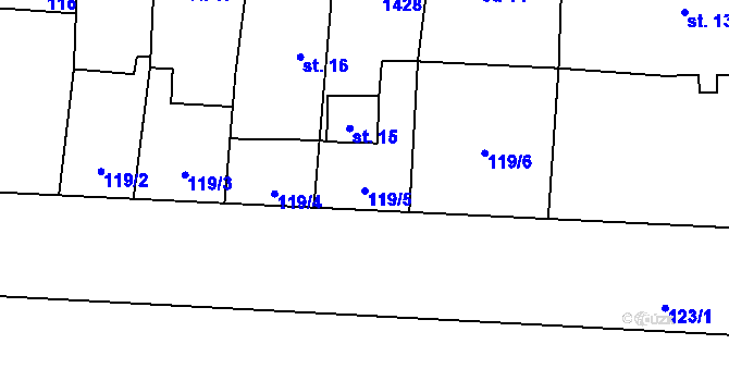 Parcela st. 119/5 v KÚ Rájec u Zábřeha, Katastrální mapa