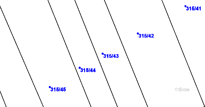 Parcela st. 315/43 v KÚ Rájec u Zábřeha, Katastrální mapa