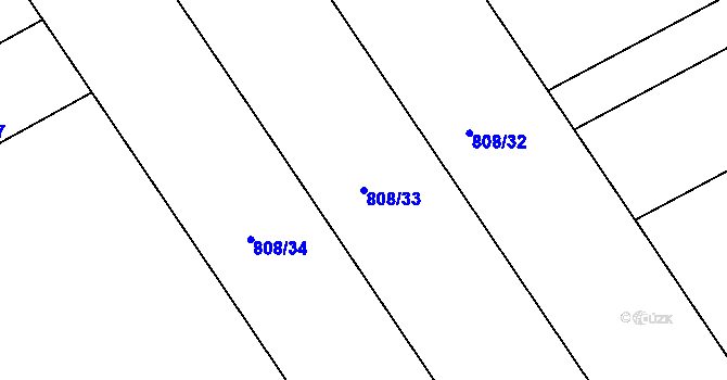 Parcela st. 808/33 v KÚ Rájec u Zábřeha, Katastrální mapa